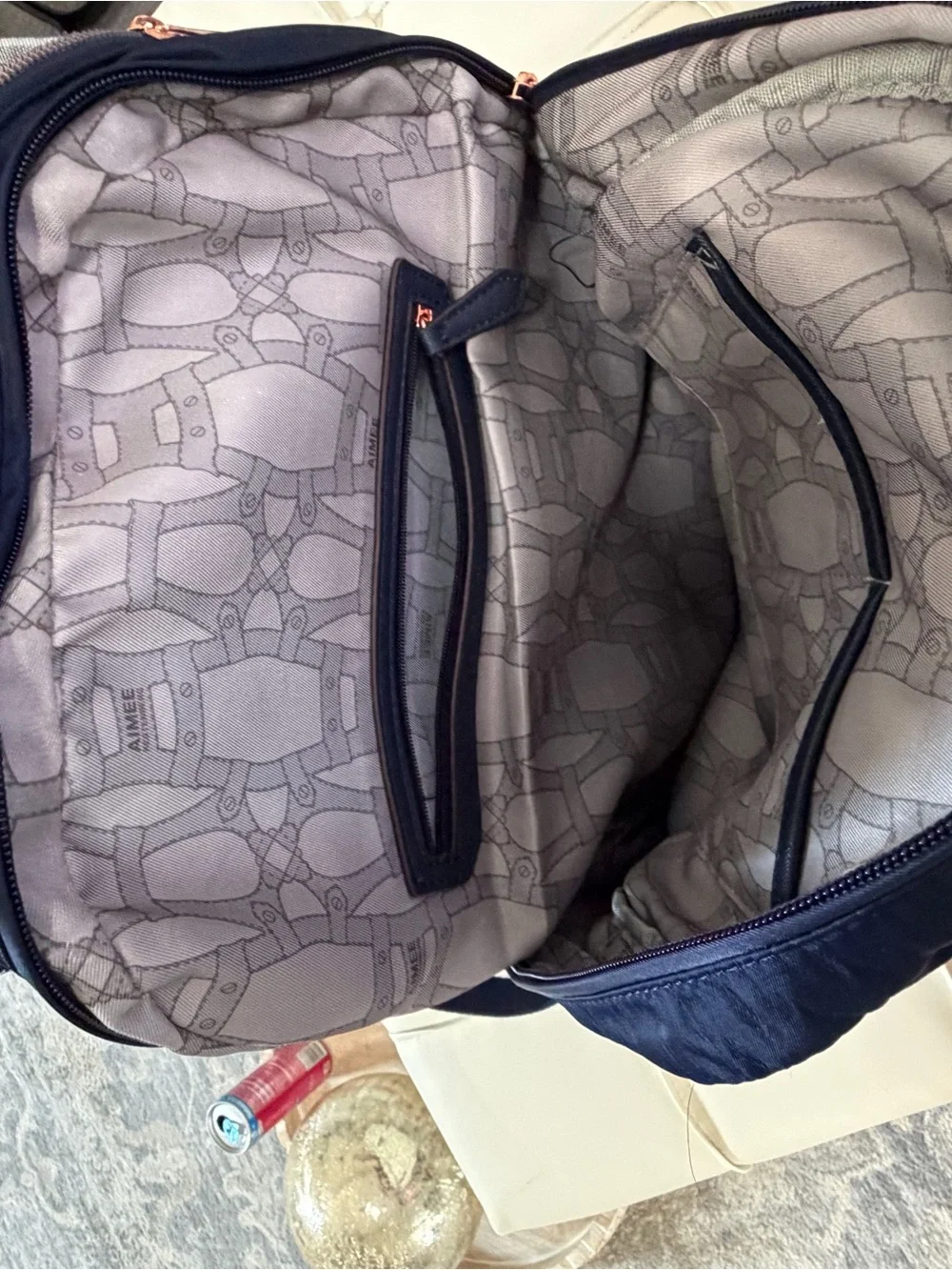 Aimee Kestenberg Navy Backpack with Rose Gold Accents